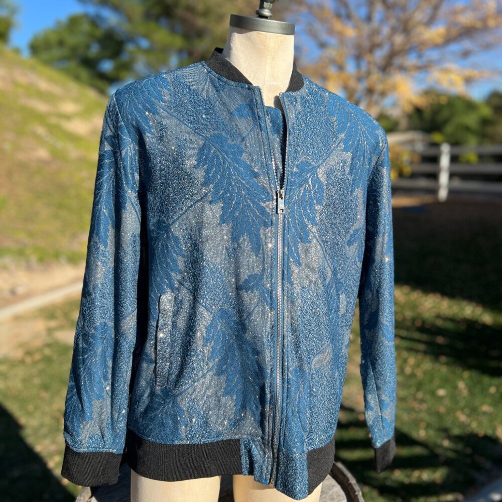 Barabas Bomber Jacket - Super Sparkly - Teal & Silver - Size 2XL